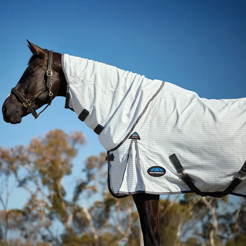 WeatherBeeta Hybrid Combo Neck Fly Sheet - White/Charcoal-1