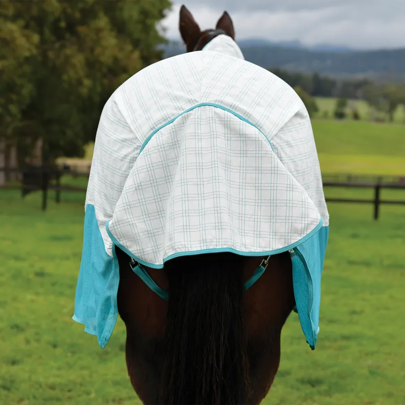 WeatherBeeta Kool Coat Airstream II Detachable Neck Fly Rug - White/Mint-5