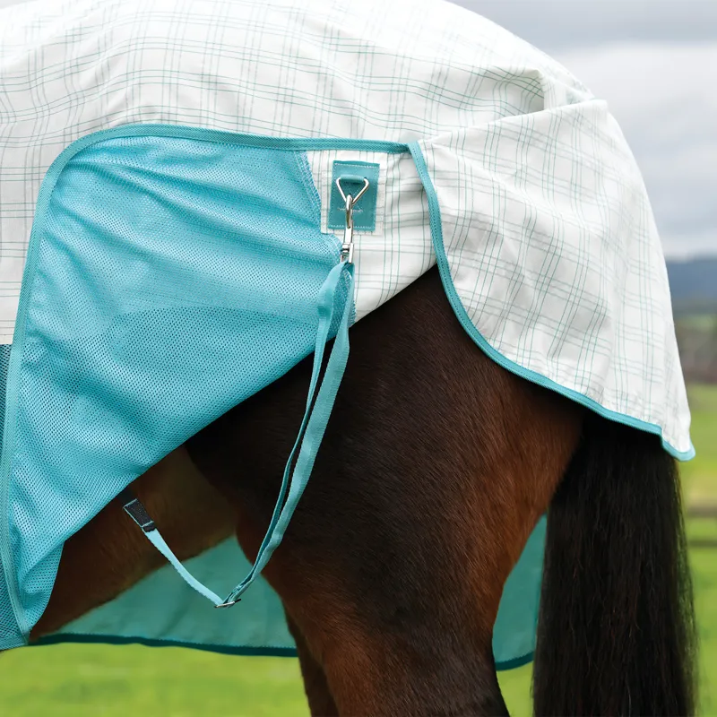 WeatherBeeta Kool Coat Airstream II Detachable Neck Fly Rug - White/Mint-4