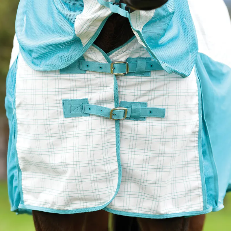 WeatherBeeta Kool Coat Airstream II Detachable Neck Fly Rug - White/Mint-2