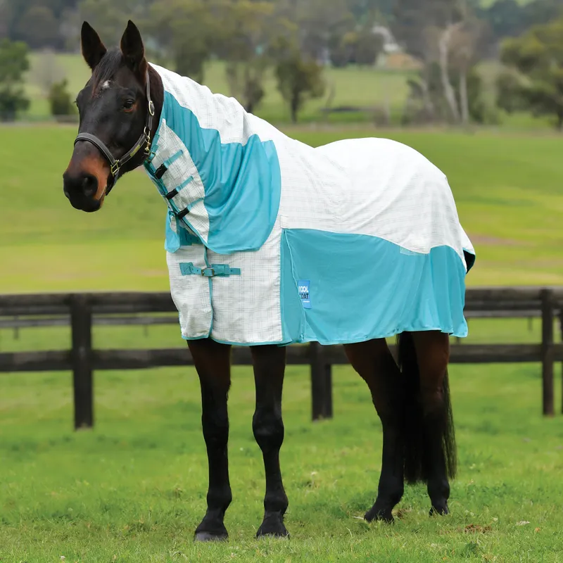 WeatherBeeta Kool Coat Airstream II Detachable Neck Fly Rug - White/Mint
