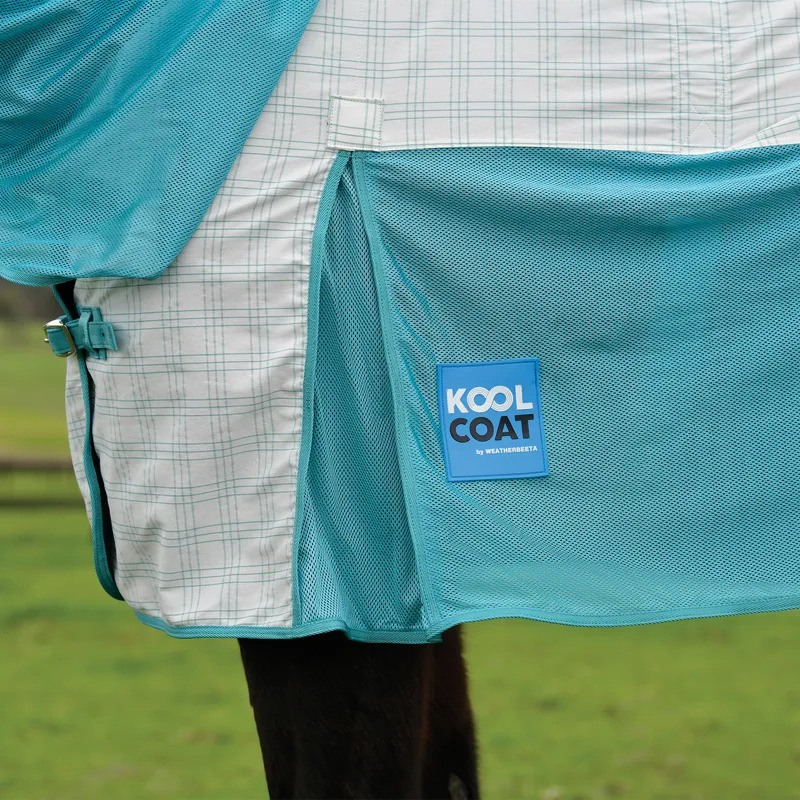 WeatherBeeta Kool Coat Airstream II Detachable Neck Fly Rug - White/Mint-3