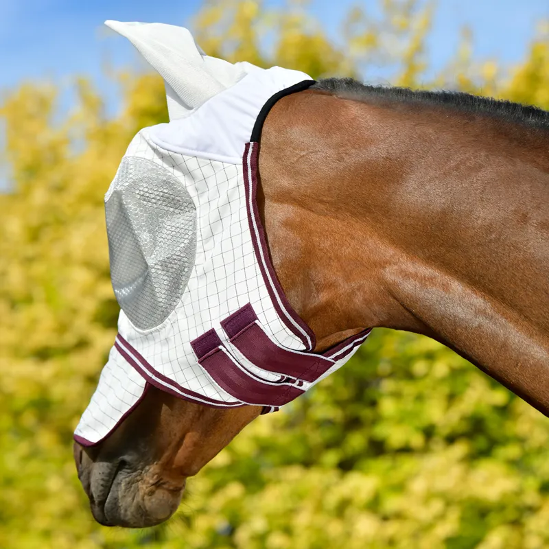 WeatherBeeta ComfiTec Hybrid Seasons Fly Mask - White/Maroon-3