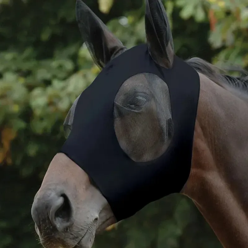 WeatherBeeta Stretch Bug Eye Saver with Ears Fly Mask - Black/Black