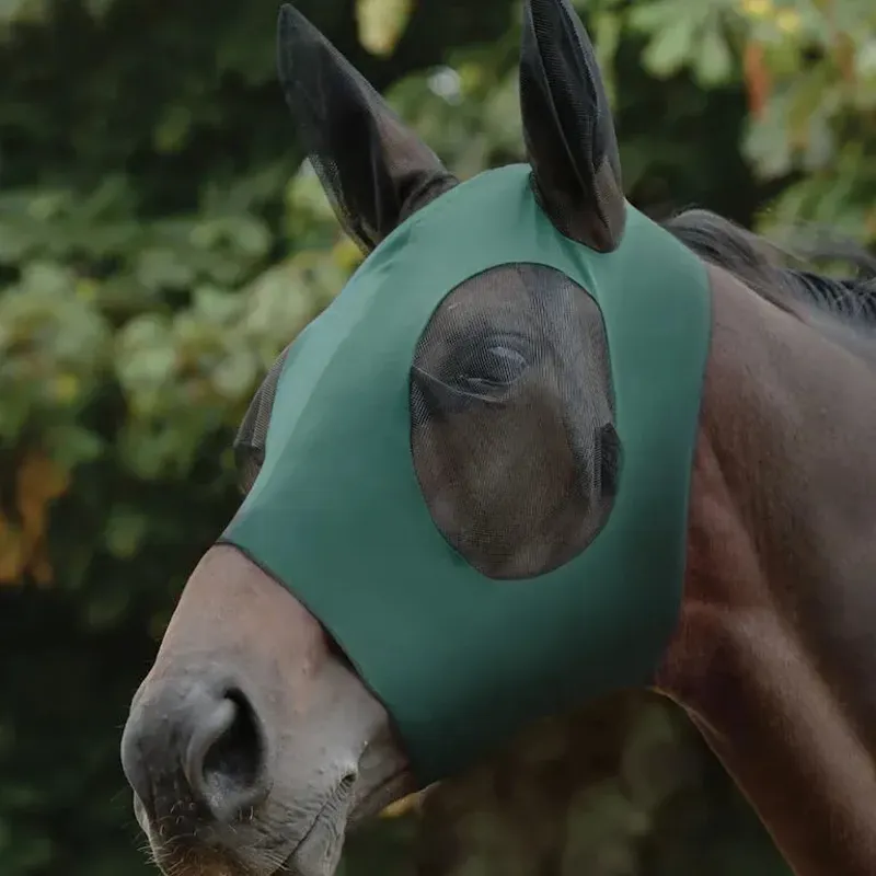 WeatherBeeta Stretch Bug Eye Saver with Ears Fly Mask - Green/Black-1