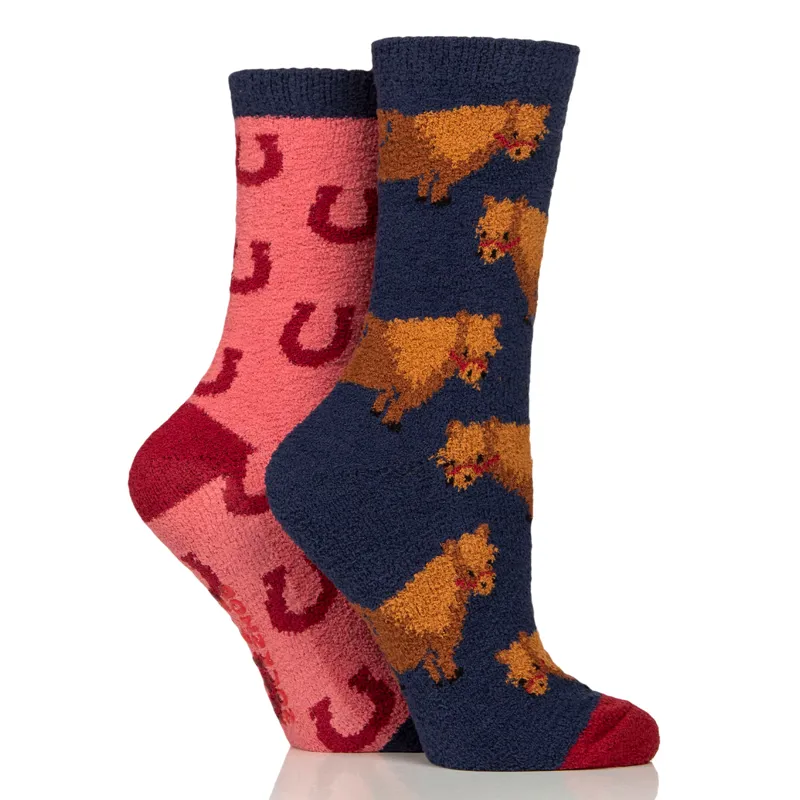 Sockshop Wild Feet Cosy Lounge Junior Socks 2 Pack - Pony