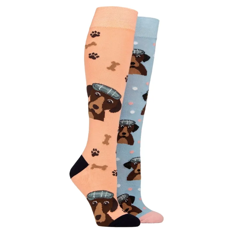 Sockshop Wild Feet Knee High Junior Socks 2 Pack - Dapper Dog