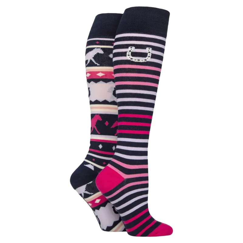 Sockshop Wild Feet Knee High Junior Socks 2 Pack - Fairisle