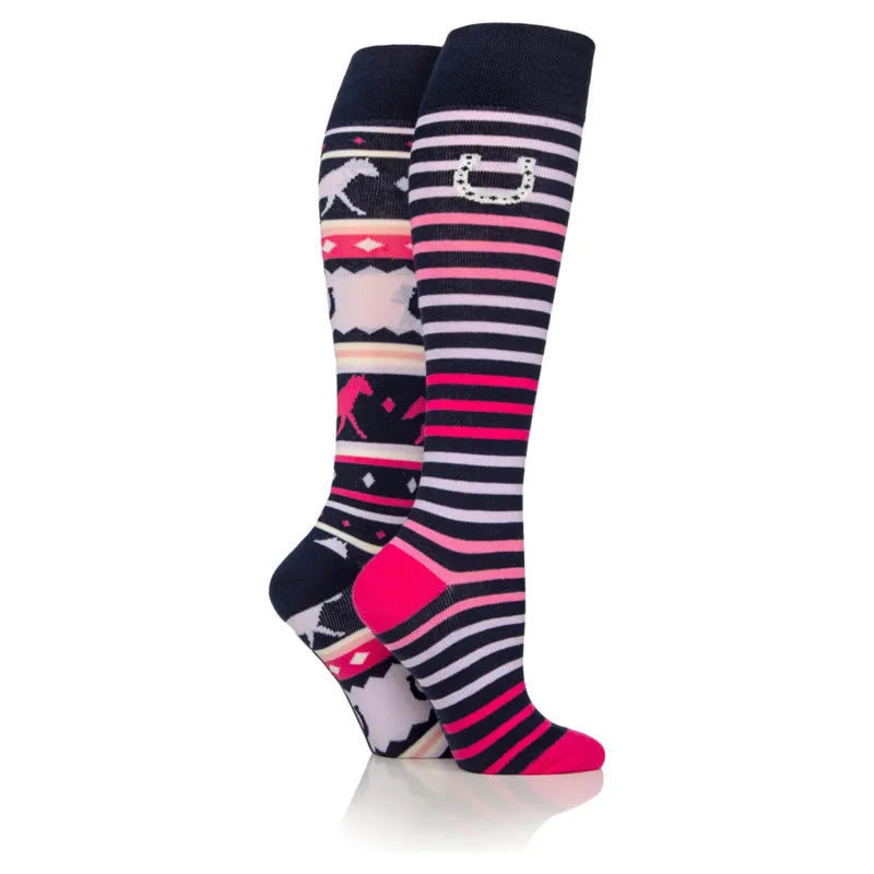 Sockshop Wild Feet Knee High Womens Socks 2 Pack - Fairisle