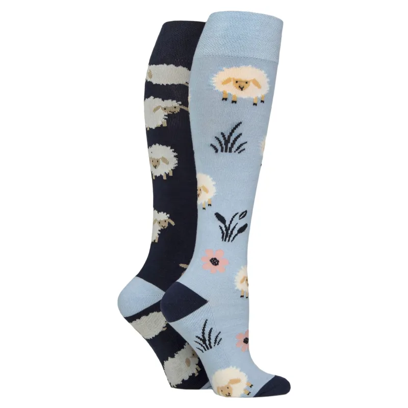 Sockshop Wild Feet Knee High Womens Socks 2 Pack - Sheep