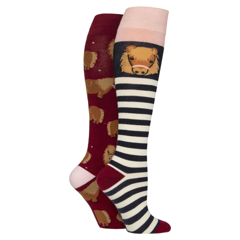Sockshop Wild Feet Knee High Junior Socks 2 Pack - Snack Pony