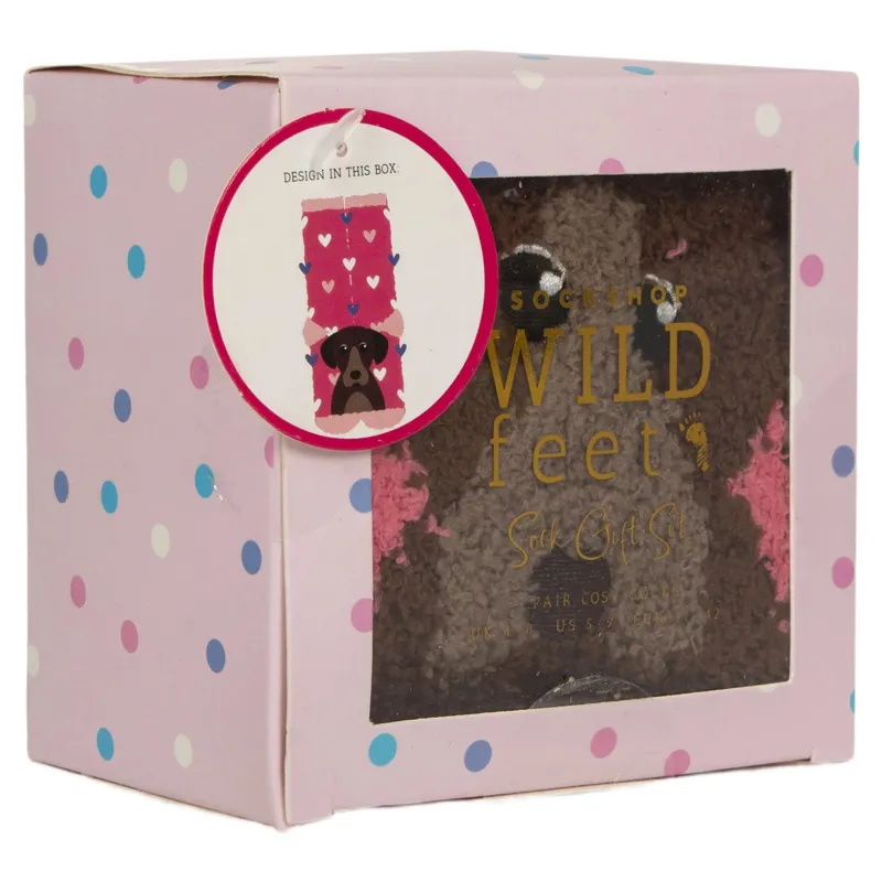 Sockshop Wild Feet Cosy Womens Lounge Socks - Dog-1