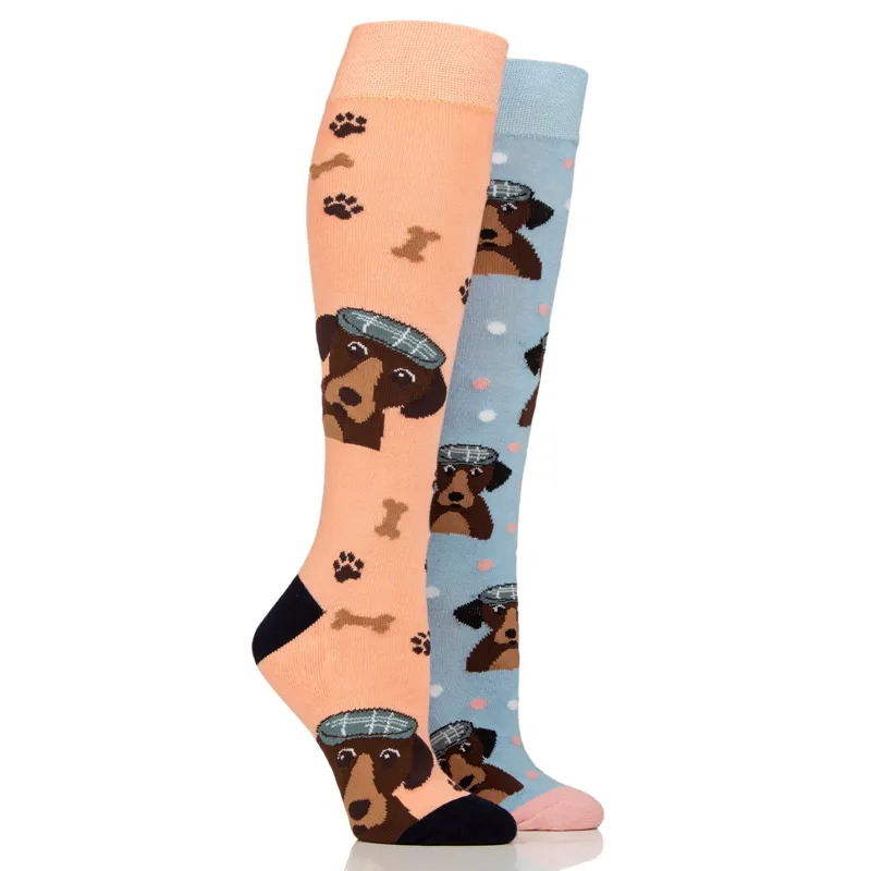 Sockshop Wild Feet Knee High Junior Socks 2 Pack - Dapper Dog