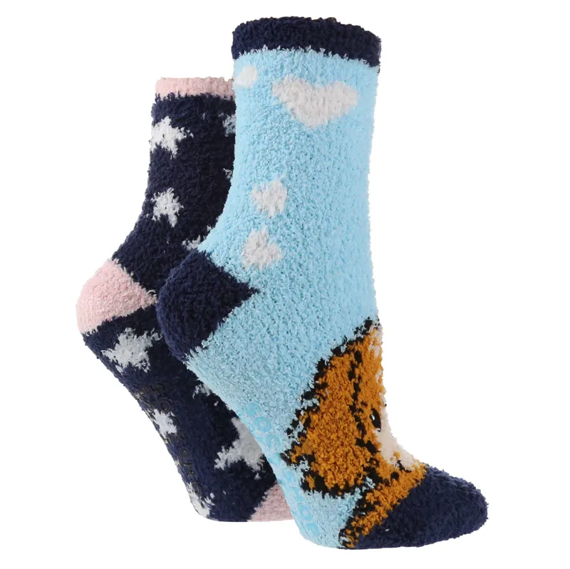 Sockshop Wild Feet Cosy Lounge Adults Socks 2 Pack - Dog/Stars
