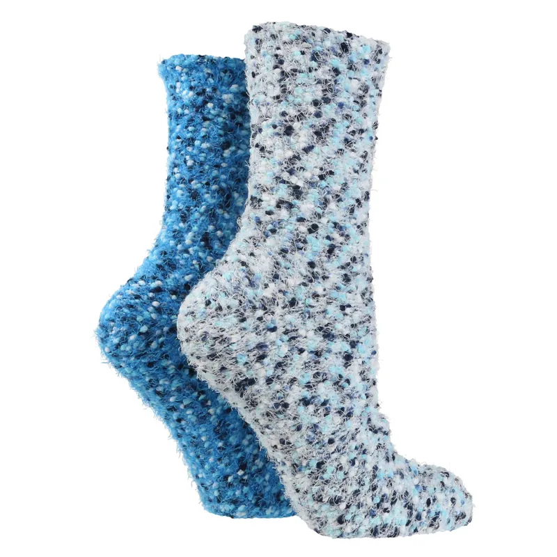 Sockshop Wild Feet Popcorn Fluffy Adults Socks 2 Pack - Ice/Blue
