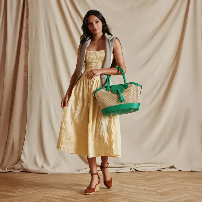 Fairfax and Favor Windsor Basket Bag - Clover Green Leather-4