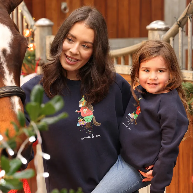 Winnie and Me Festive Adults Unisex Sweatshirt - Navy-1