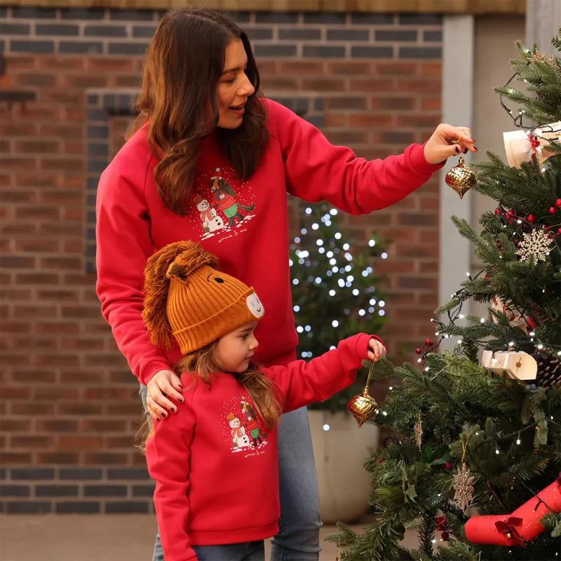 Winnie and Me Festive Adults Unisex Sweatshirt - Red-1