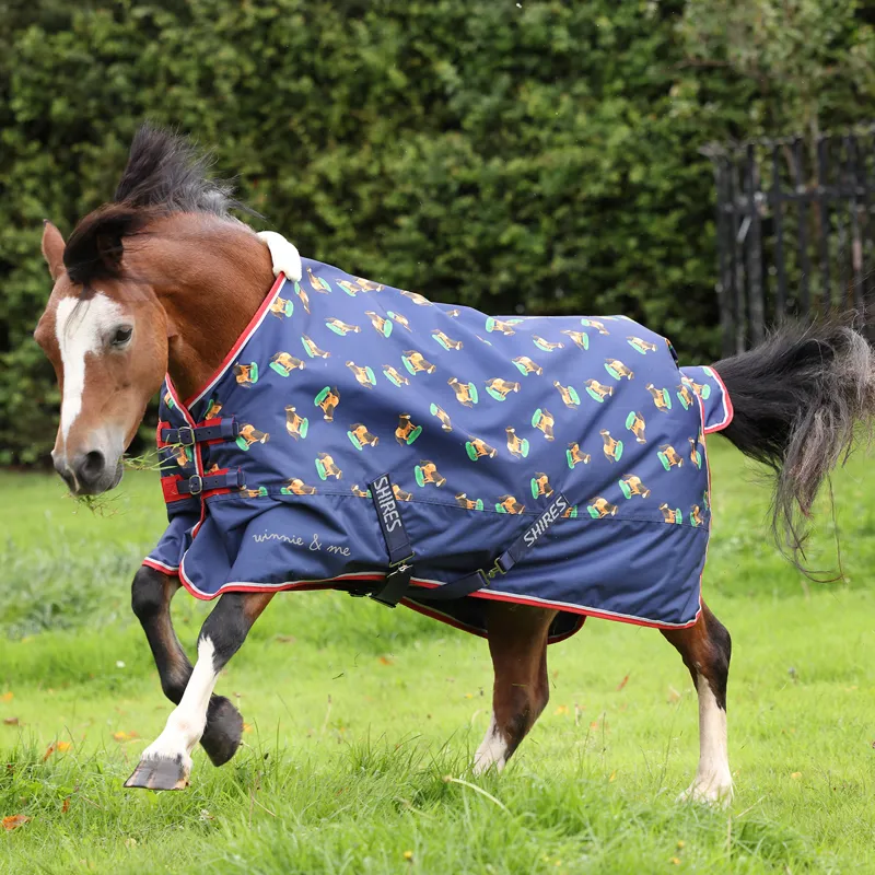 Winnie and Me Lite 0g Pony Turnout Rug - Navy-1