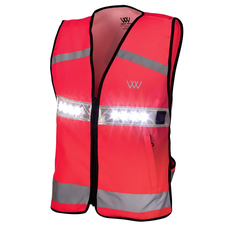 Woof Wear Adults LED HiViz Riding Vest - Pink-3