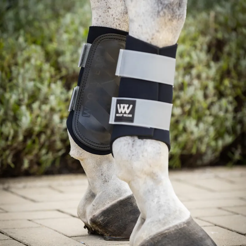 Woof Wear Club Brushing Boots - Black/Brushed Steel-1