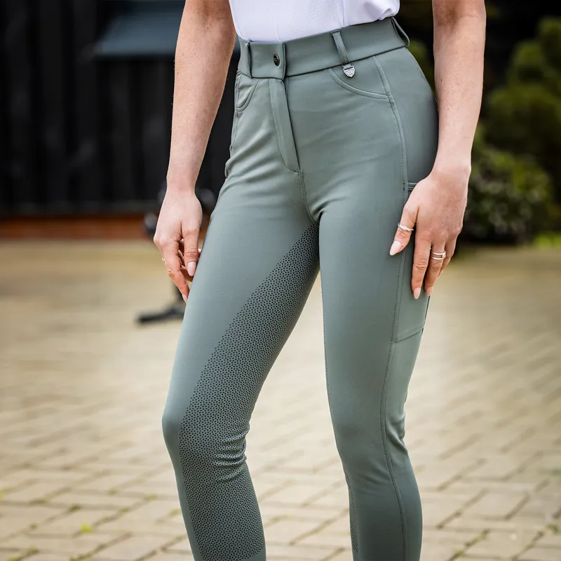 Woof Wear Hybrid II Full Grip Womens Riding Tights - Sage-2