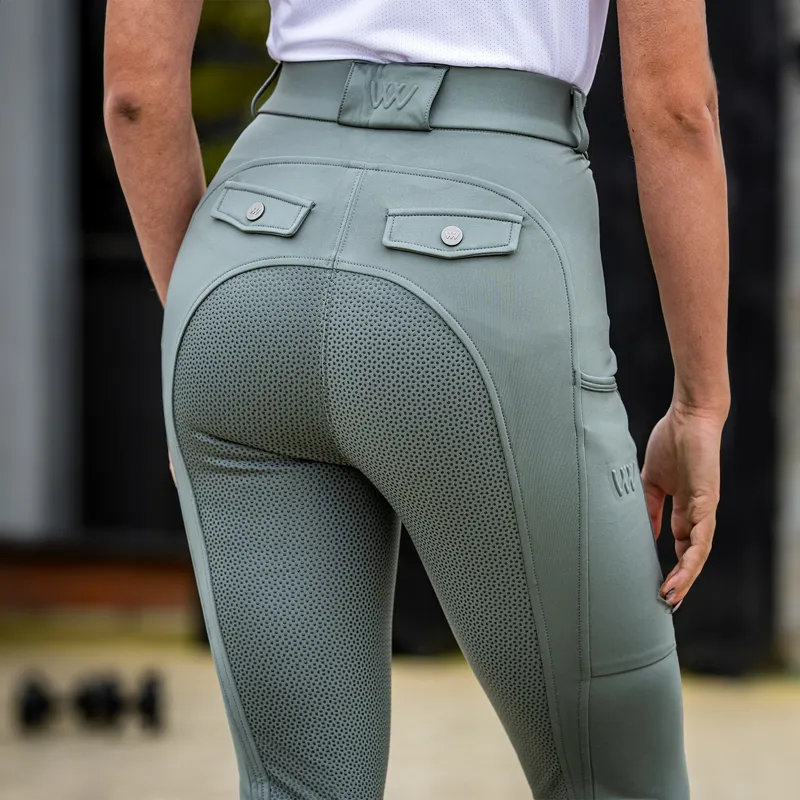 Woof Wear Hybrid II Full Grip Womens Riding Tights - Sage-4