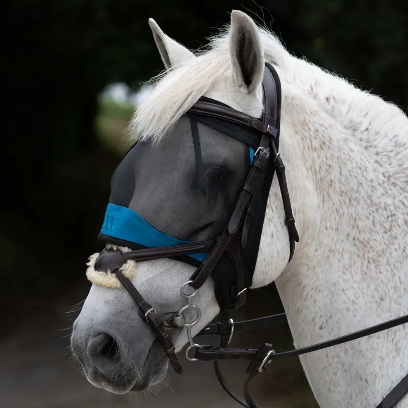 Woof Wear Ride-On Fly Mask - Black/Turquoise-2