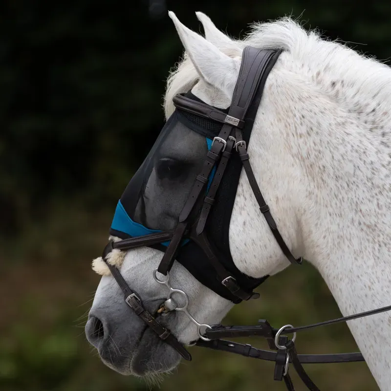 Woof Wear Ride-On Fly Mask - Black/Turquoise-3