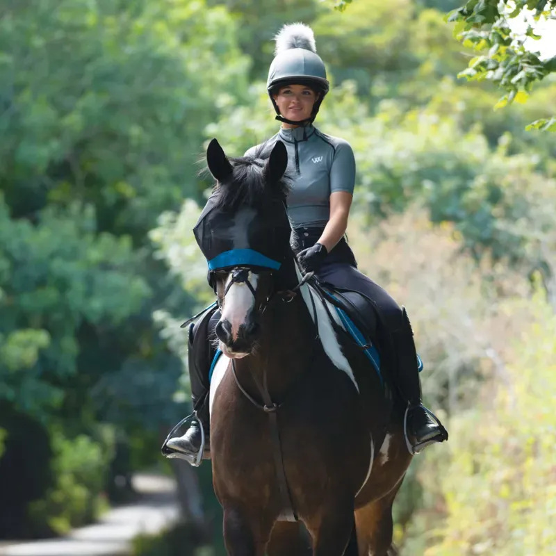 Woof Wear Ride-On Fly Mask - Black/Turquoise-5