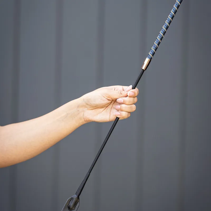 Woof Wear Twisted Riding Whip - Navy/Rose Gold-1