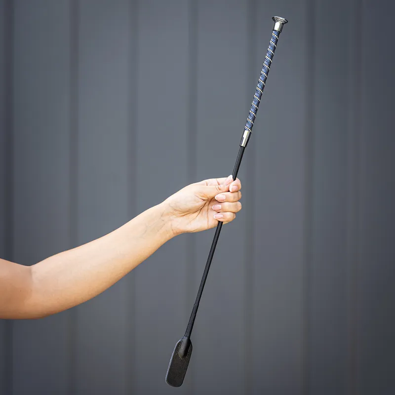 Woof Wear Twisted Riding Whip - Navy/Silver-1