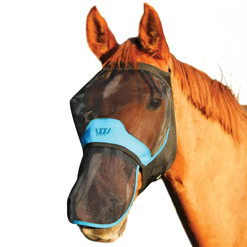 Woof Wear UV Fly Mask Nose Protector - Black/Turquoise