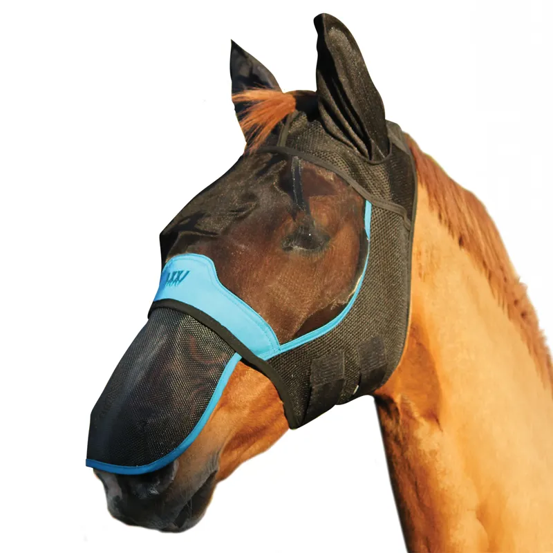 Woof Wear UV Fly Mask Nose Protector - Black/Turquoise-1