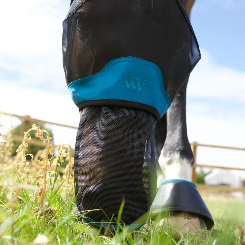 Woof Wear UV Fly Mask Nose Protector - Black/Turquoise-4