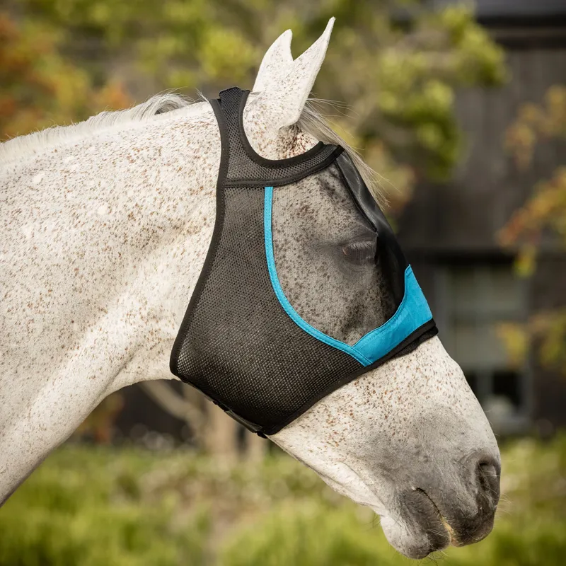 Woof Wear UV Fly Mask Without Ears - Black and Turquoise-1