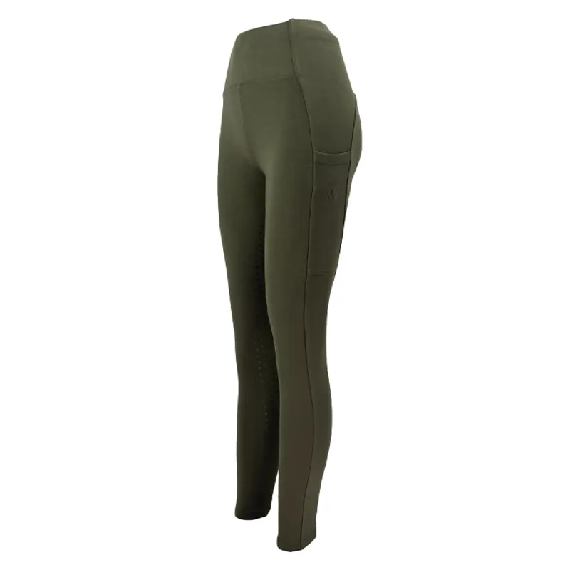 Woof Wear Winter Full Grip Womens Riding Tights - Olive