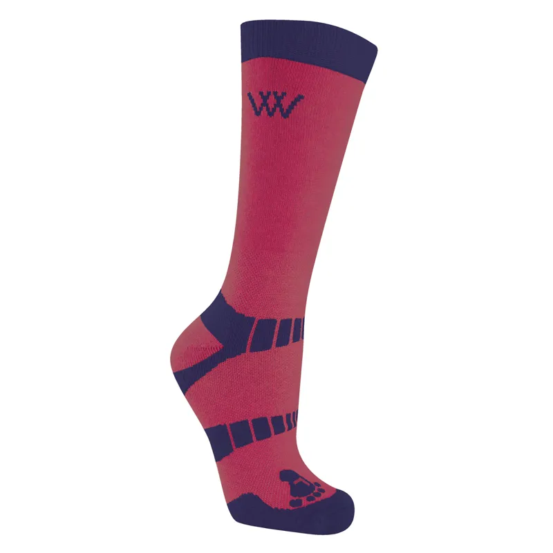 Woof Wear Waffle Knit Bamboo Short Riding Socks 2 Pack - Shiraz/Navy