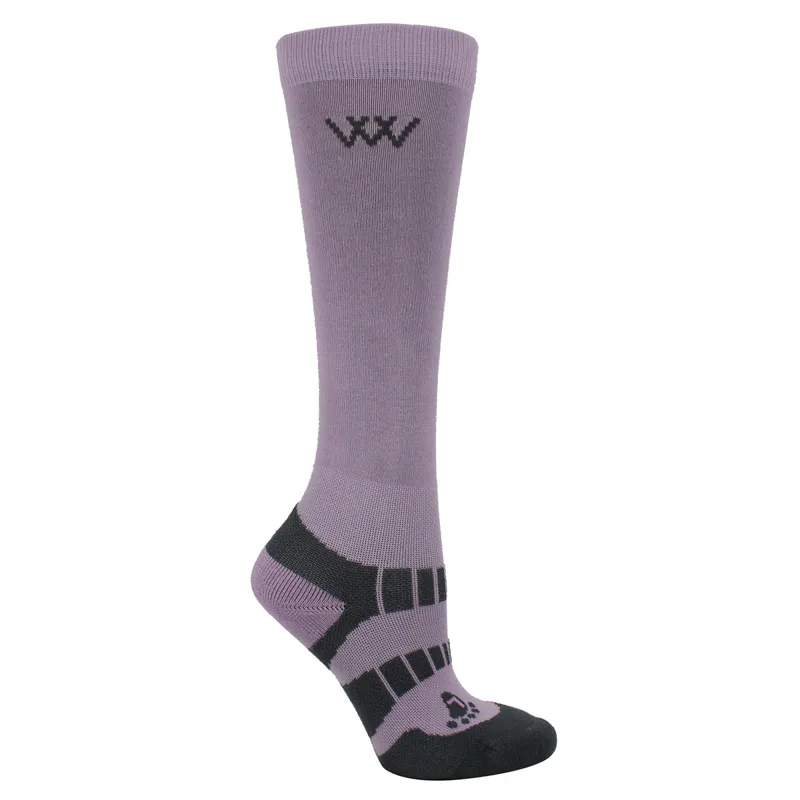 Woof Wear Young Rider Pro Junior Riding Socks 2 Pack - Lilac/Grey