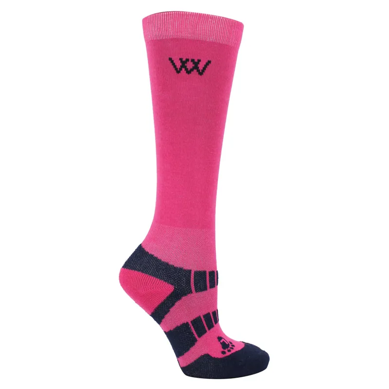 Woof Wear Young Rider Pro Junior Riding Socks 2 Pack - Pink/Navy