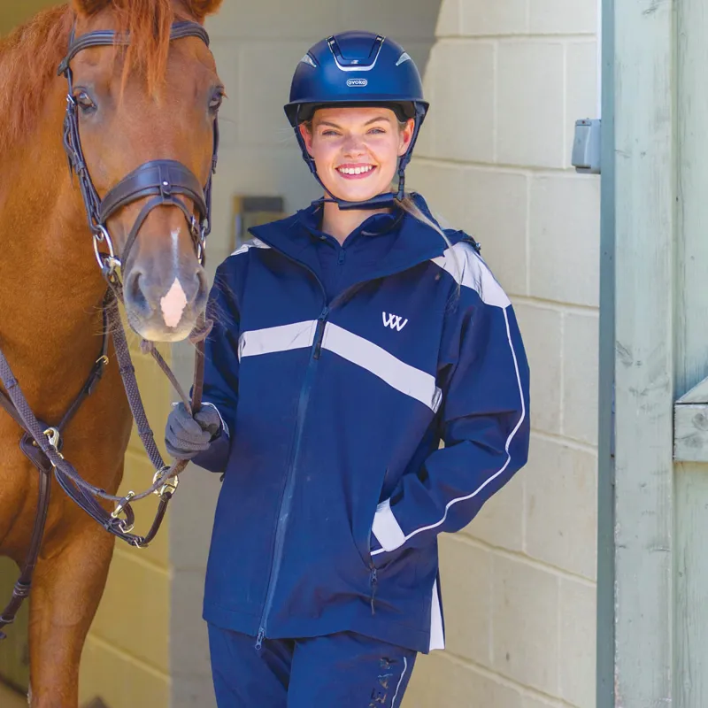 Woof Wear All Season Waterproof Unisex Riding Jacket - Navy-3