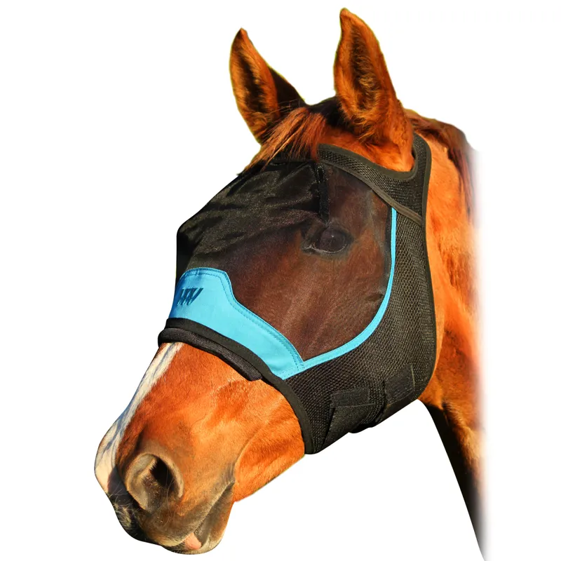 Woof Wear UV Fly Mask Without Ears - Black/Turquoise-2