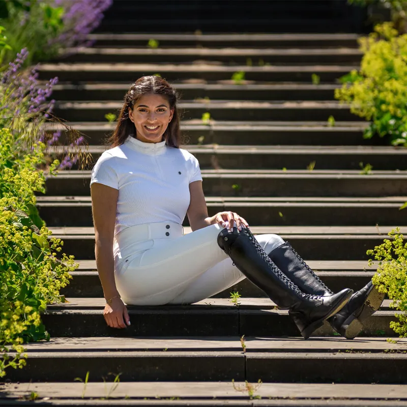 QHP Djune Ladies Full-Grip High Waisted Breeches - White-2