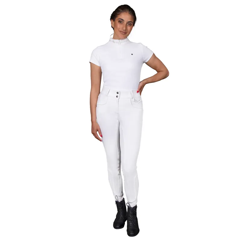 QHP Djune Ladies Full-Grip High Waisted Breeches - White-6