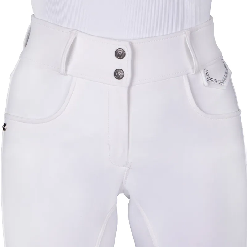 QHP Djune Ladies Full-Grip High Waisted Breeches - White-3