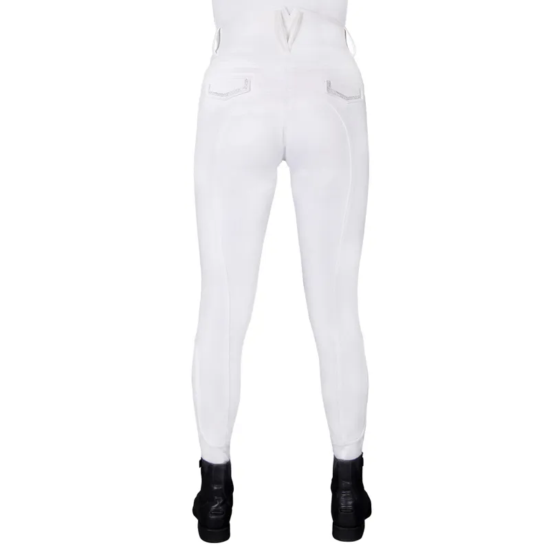 QHP Djune Ladies Full-Grip High Waisted Breeches - White-1