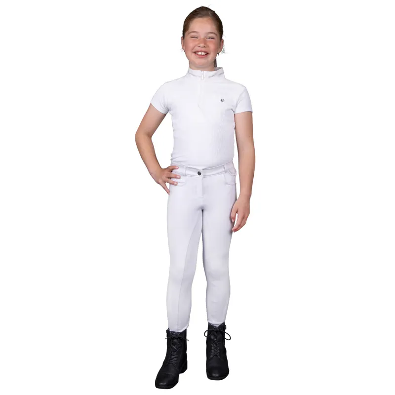 QHP Djune Junior Girls Competition Shirt - White-5