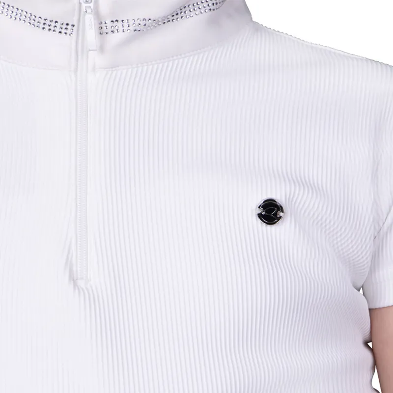 QHP Djune Junior Girls Competition Shirt - White-4