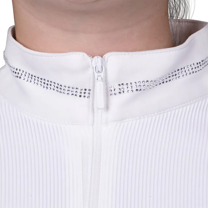 QHP Djune Junior Girls Competition Shirt - White-2