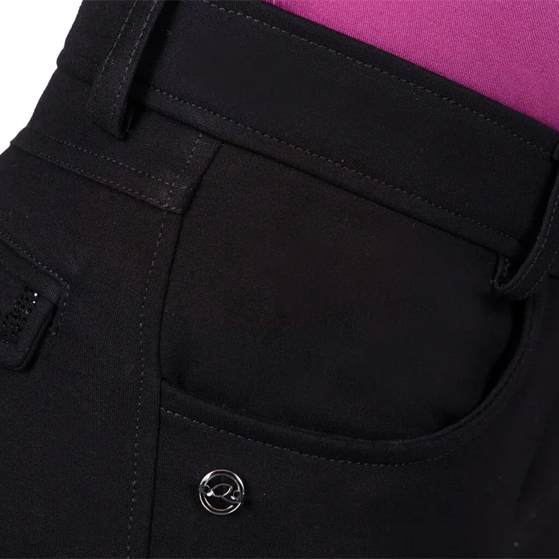 QHP Djune Full Grip High-Waisted Junior Breeches - Black-8